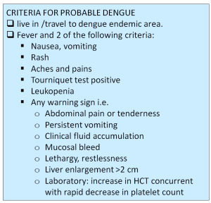 Dengue criteria
